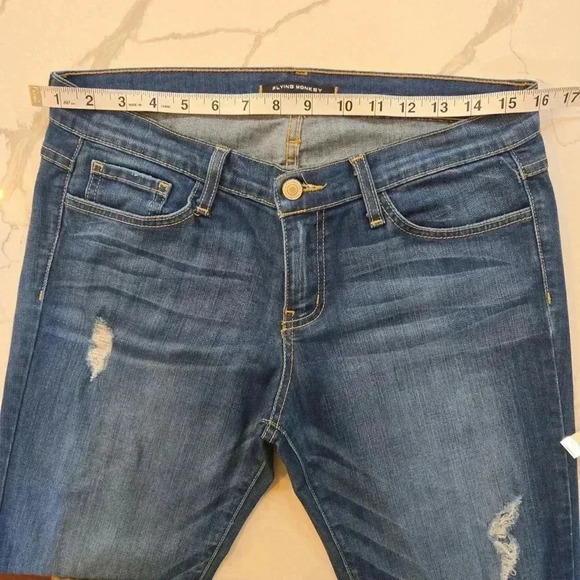 Flying Monkey Low Rise Stretch USA Distressed Jeans Blue Size 26 - Picture 7 of 10